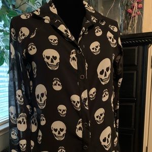 skull design button down top.